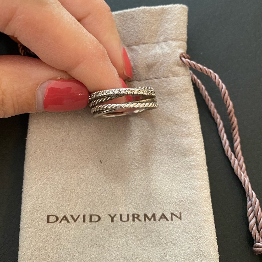 David Yurman Crossover Ring with Pavé Diamonds